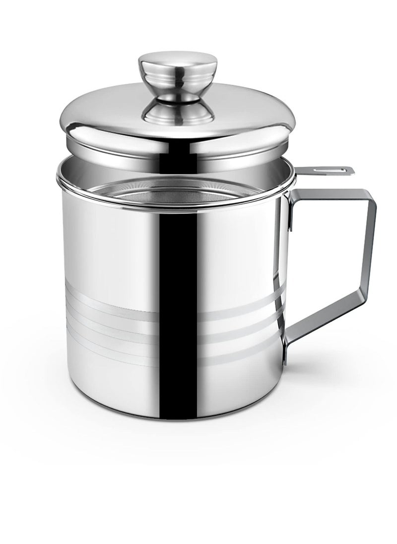 KASTWAVE 1.2L Oil Strainer Container, Stainless Steel Kitchen Cooking Oil Storage Pot Grease Keeper with Detachable Fine Mesh Filter  - Image 2