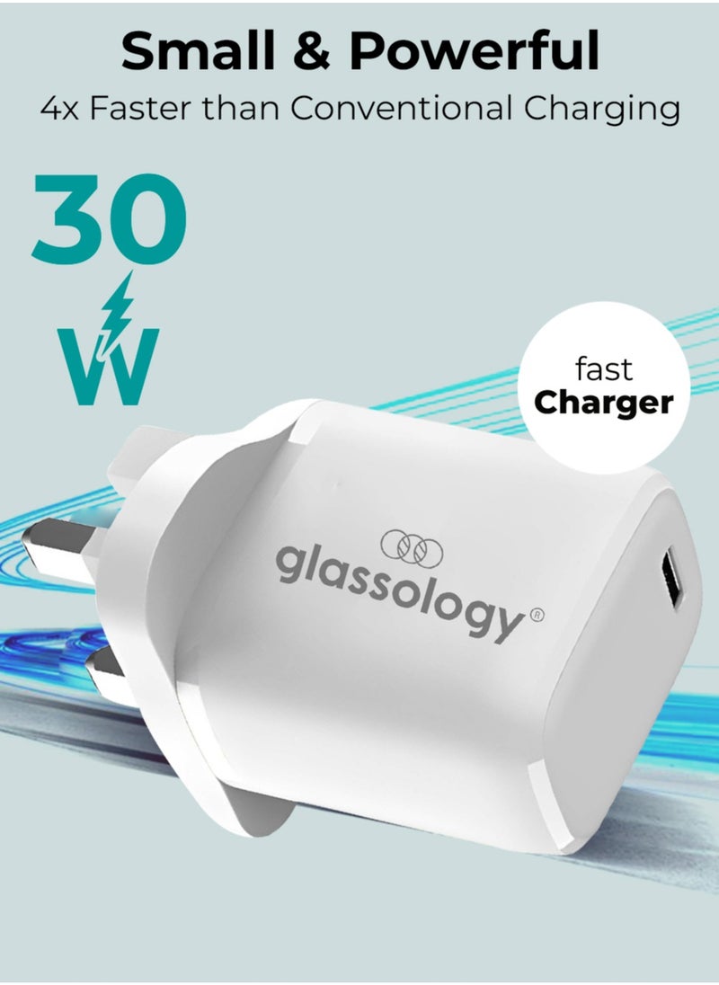 glassology - 30W Fast USB C Charger Compatible with All iPhoneand Samsung Type-C Charger Plug Universal Travel Adapter USB-C Plug - Image 1