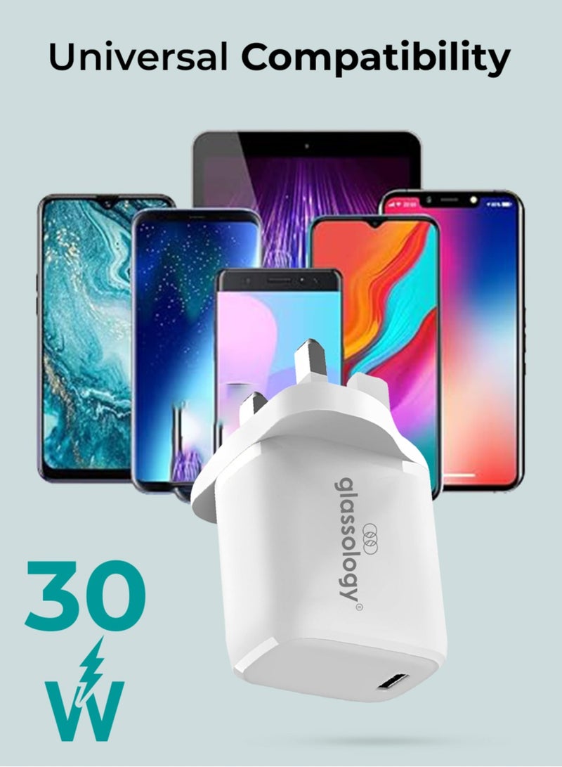 glassology - 30W Fast USB C Charger Compatible with All iPhoneand Samsung Type-C Charger Plug Universal Travel Adapter USB-C Plug - Image 1