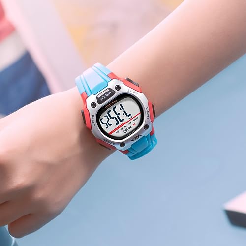 V2A Digital Watch for Boys Kids Between 4 to 14 Years of Age Resin Band Multi-Functional 30 M Waterproof Digital Sports Watches for Boys (Red Case and Blue Band) - Image 3