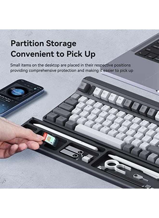 Hagibis - Keyboard Wrist Rest Pad Support With Desktop Partition Storage Case Ergonomic Soft Memory Foam Anti Slip Rubber Base For Computer Keyboard Laptop Office Home Black - Image 1