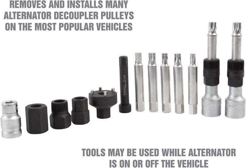 OEMTOOLS 37275 Alternator Decoupler Pulley Service Kit, Alternator Pulley Removal Tool, Automotive Puller Tool Set, Alternator Decoupler Pulley Tool - Image 5