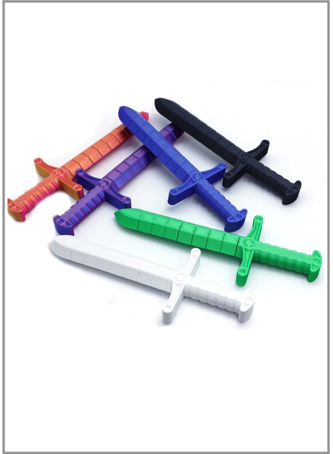 3D Printed Sword Whip Toy - Movable & Retractable Joints, Stress Reliever (Random Color, 11cm Sword / 14.5cm Whip) - Image 1