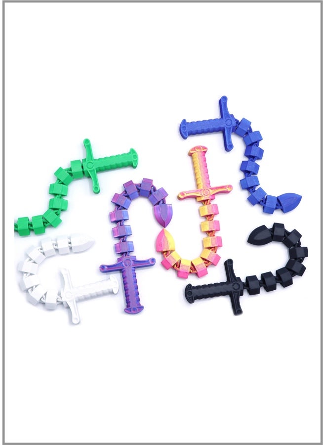 3D Printed Sword Whip Toy - Movable & Retractable Joints, Stress Reliever (Random Color, 11cm Sword / 14.5cm Whip) - Image 2