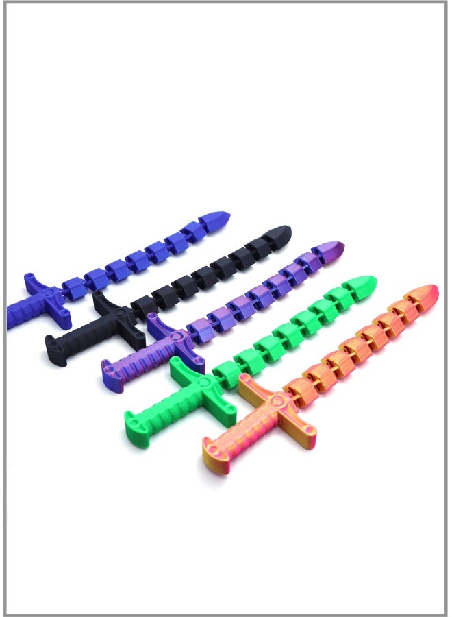 3D Printed Sword Whip Toy - Movable & Retractable Joints, Stress Reliever (Random Color, 11cm Sword / 14.5cm Whip) - Image 3