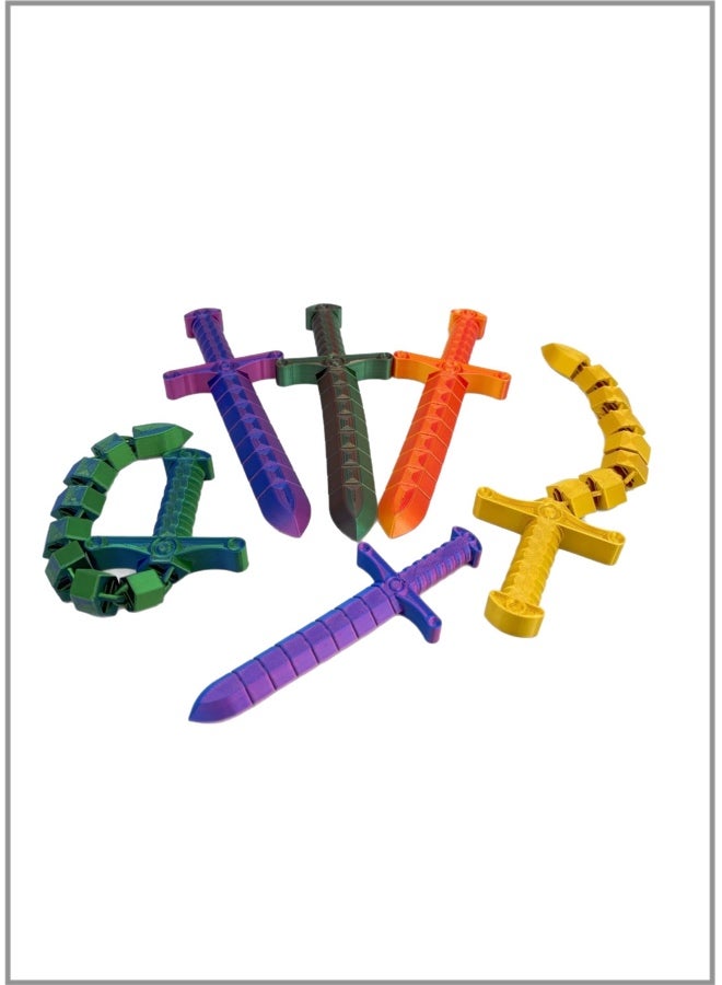 3D Printed Sword Whip Toy - Movable & Retractable Joints, Stress Reliever (Random Color, 11cm Sword / 14.5cm Whip) - Image 4