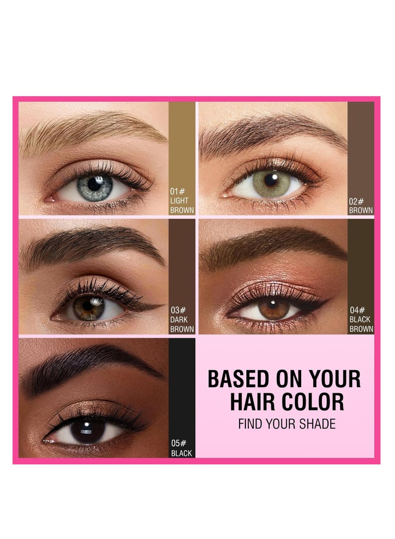 كيو اي سي قلم الحواجب ، قلم الحواجب 2 في 1 ثنائي الأطراف Microblading قلم الحواجب مع طرف شوكة دقيقة وفرشاة دقيقة تجعد الحواجب الطبيعية تشبه الشعر ، تدوم طوال اليوم (بني) - Image 5