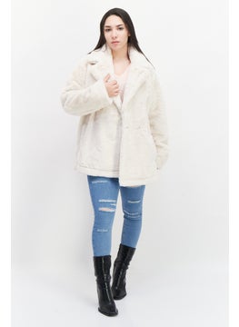 French Connection Women Faux Fur Trench Coat, Beige  - Image 2