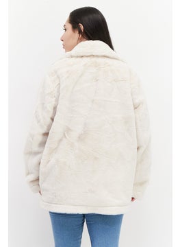 French Connection Women Faux Fur Trench Coat, Beige  - Image 3