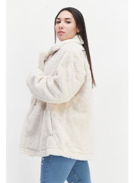 French Connection Women Faux Fur Trench Coat, Beige  - Image 4
