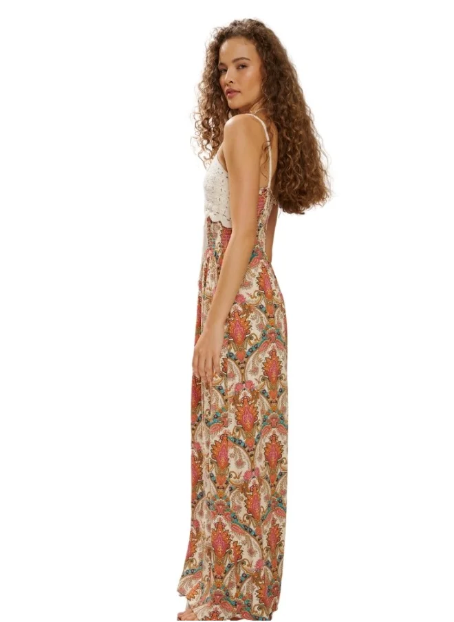 هايليز Bohemian Maxi Dress with Crochet Top