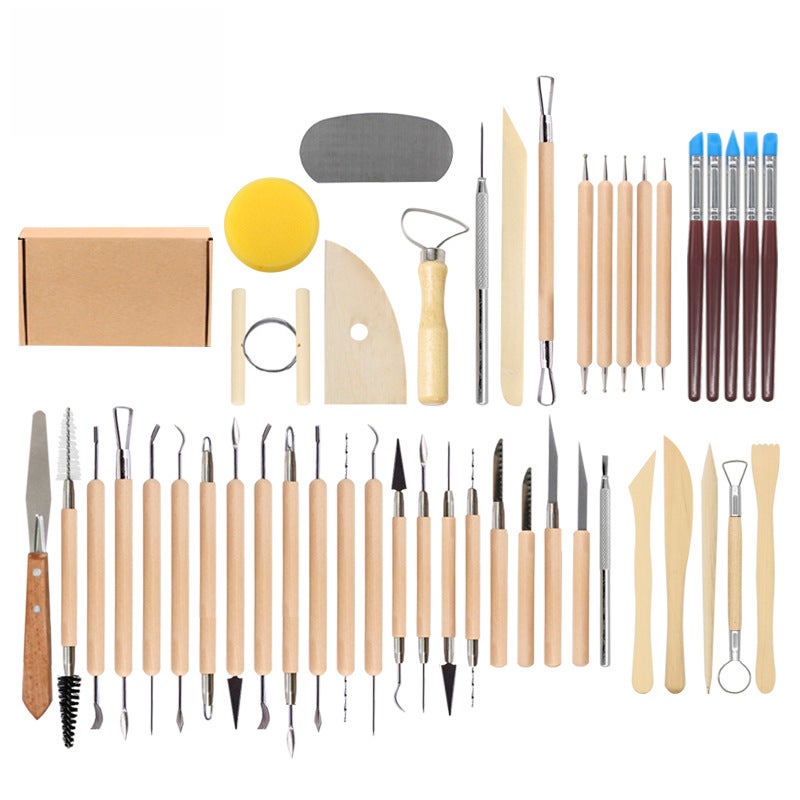 45-Piece Clay Tool Set Multi-function Carving Knives DIY Kit Box Color as shown 