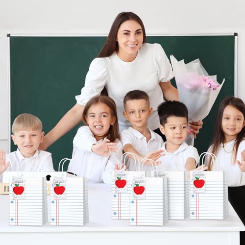 Kolldenn 24 Sets Teacher Gift Bags Lined Notebook End of The Year Paper Bags with Tissue Back to School School Thank You Teachers Bulk Goodies for Party Supplies - Image 3
