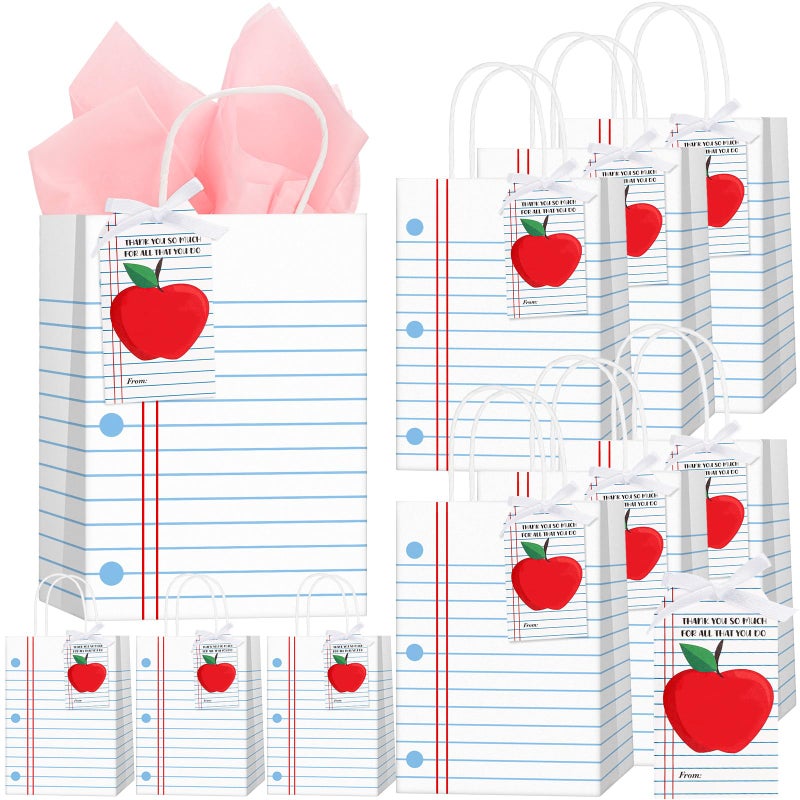 Kolldenn 24 Sets Teacher Gift Bags Lined Notebook End of The Year Paper Bags with Tissue Back to School School Thank You Teachers Bulk Goodies for Party Supplies - Image 2