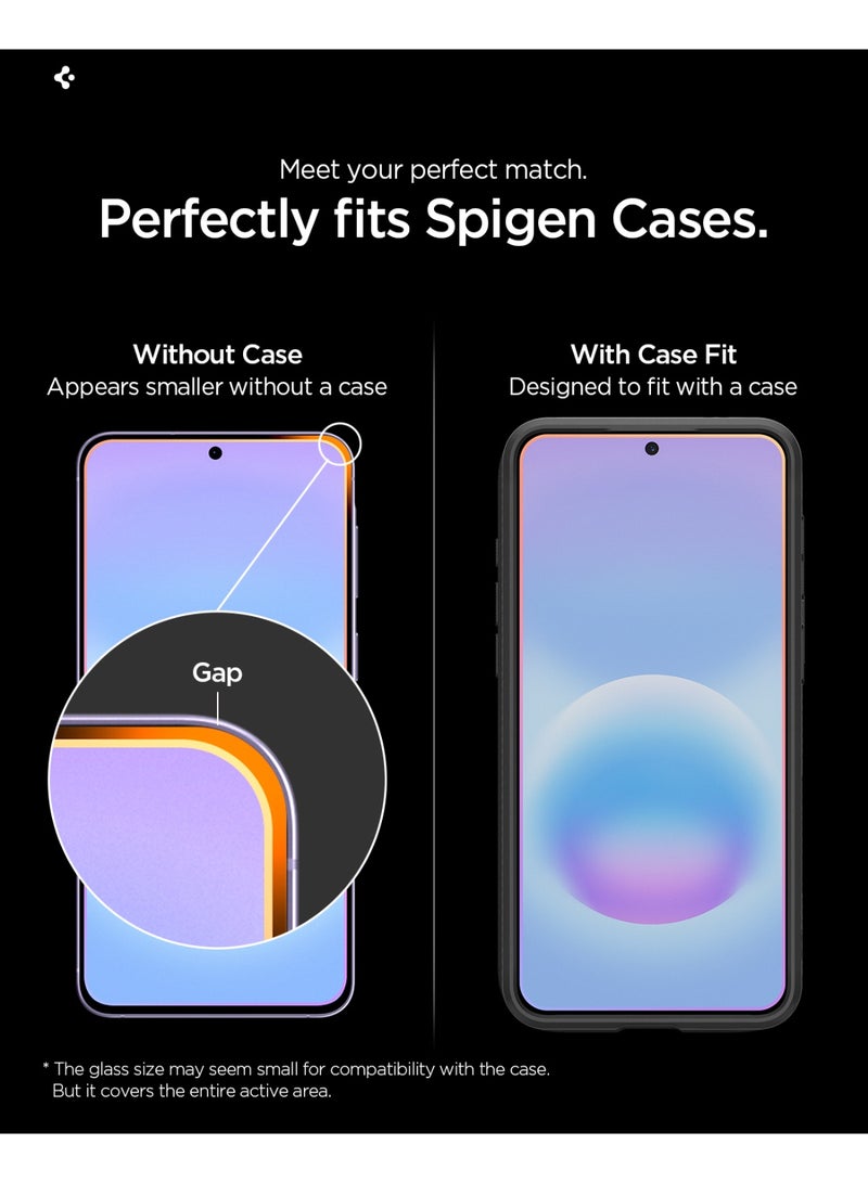 Spigen حماية شاشة GLAStR EZ Fit PRO لهاتف سامسونج جالاكسي A57 5G [عبوة 2] زجاج مقسى فاخر [معززة بالألمنيوم] مقاومة للصدمات | محاذاة تلقائية | متوافقة مع الجرابات - عبوة 2 - Image 4
