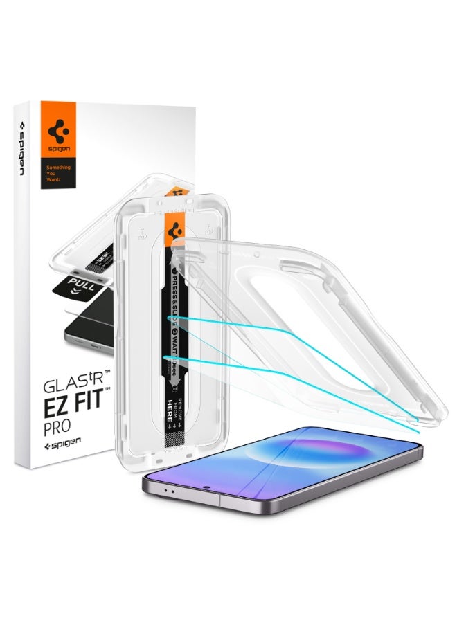 Spigen حماية شاشة GLAStR EZ Fit PRO لهاتف سامسونج جالاكسي A57 5G [عبوة 2] زجاج مقسى فاخر [معززة بالألمنيوم] مقاومة للصدمات | محاذاة تلقائية | متوافقة مع الجرابات - عبوة 2 - Image 1