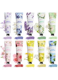 FirstFly 10 Pack Hand Cream Gifts for Women, Bridesmaid Gifts, Teen Girls Gifts, Bulk Stocking Stuffers, Party Favors, Moisturing Natural Fragrance Travel Mini Lotion Hand Cream for Dry Cracked Hands 