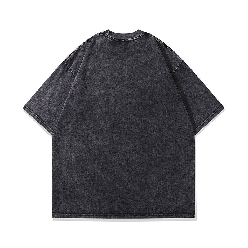 American Style Street Washed Antique Printed T-Shirt Oversize Heavy Cotton Vintage Retro Style - Image 5