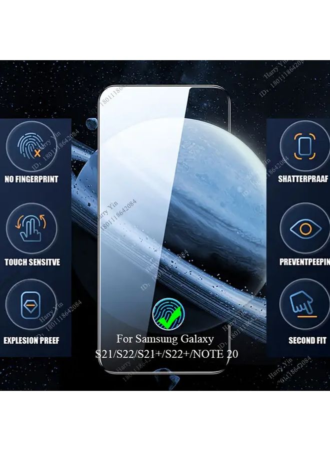 2 Pack Full Coverage HD Tempered Glass Screen Protector For Galaxy S22 5G Case Friendly Black Edge High Definition Transparency Fingerprint Compatible Bubble Free Installation - Image 2