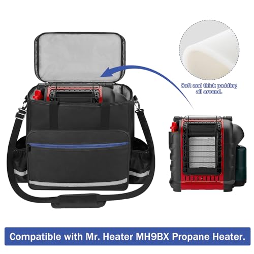 ORKELS Portable Carry Bag for Mr Heater MH9BX Buddy Propane Heater Carrying Case with Pockets AntiSlip Bottom for Camping RV Travel Ice Fishing Bag Only - Image 3