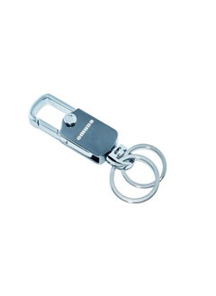 omuda Heavy Duty Stainless Steel Metal Double Ring Hook Holder Keychain, Keyring Men and Women-(Silver)