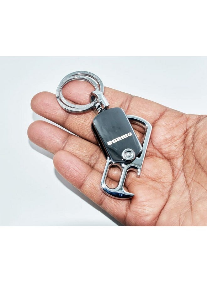 OMUDA - omuda Heavy Duty Stainless Steel Metal Double Ring Hook Holder Keychain, Keyring Men and Women-(Silver) - Image 1