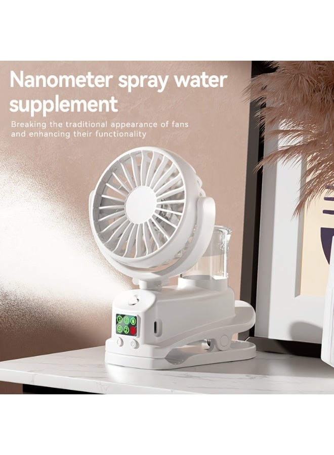 موزال مروحة ومرطب هواء 2 في 1 بمنفذ USB، مزودة بأربع سرعات هواء قابلة للتعديل ومستويين للرطوبة، وهي مروحة سطح مكتب محمولة. تعمل بصمت تام، مما يوفر لك بيئة باردة ومريحة. مروحة مرطبة بالرش مناسبة للاستخدام في المكاتب وغرف النوم ومساكن الطلاب. - Image 5