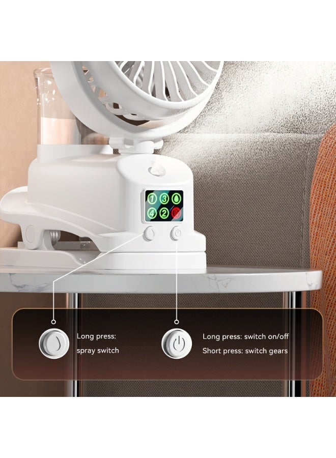 موزال مروحة ومرطب هواء 2 في 1 بمنفذ USB، مزودة بأربع سرعات هواء قابلة للتعديل ومستويين للرطوبة، وهي مروحة سطح مكتب محمولة. تعمل بصمت تام، مما يوفر لك بيئة باردة ومريحة. مروحة مرطبة بالرش مناسبة للاستخدام في المكاتب وغرف النوم ومساكن الطلاب. - Image 4