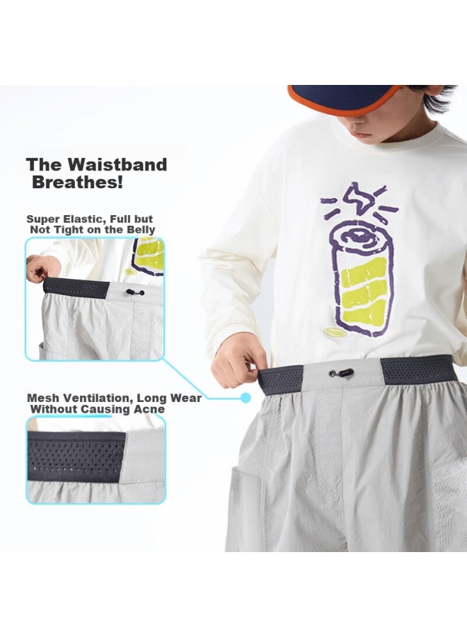 Mipo New Kids' Spring Moisture-wicking Quick-dry Outdoor Breathable Casual Pants Light Gray 130cm