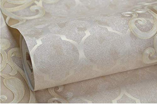 Eurotex PVC Wall Wallpaper Rolls Damask Design Textured Non Adhesive WallCoverings for Living Room, Bedroom Home Walls (57sqft, Beige Color, 37204 - Image 2