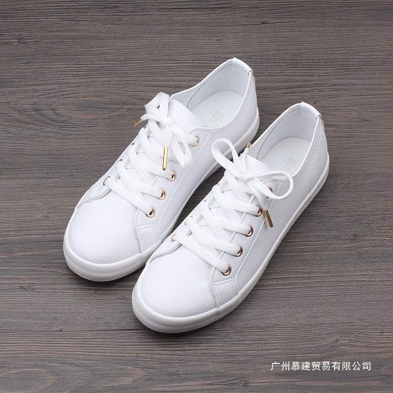 Gold Buckle White Shoes Thin Sole 2025 Korean Style Versatile Basic Leather White Shoes Student Flats Shoes Casual Shoes Trendy - Image 2