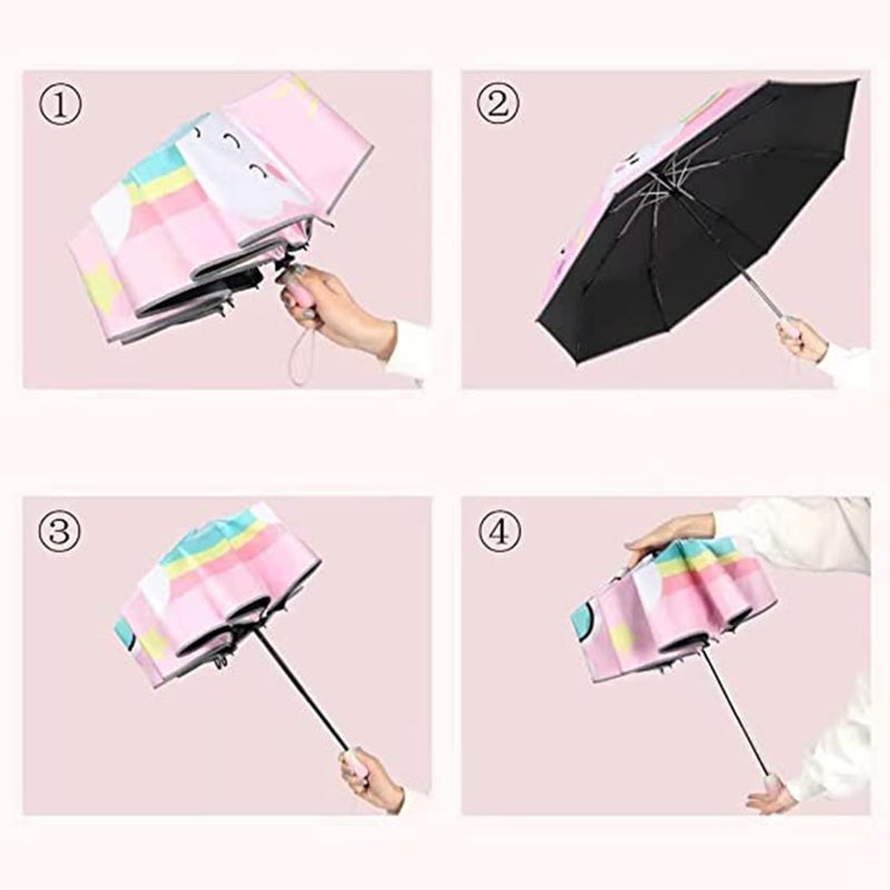 Hannstar Automatic Kids Umbrella, Folding Telescopic Toddler Umbrella for girls & boys, UV/Sun Protection - Strong and Portable - Compact, Durable, Lightweight Cute Kitty Brolly - Image 5