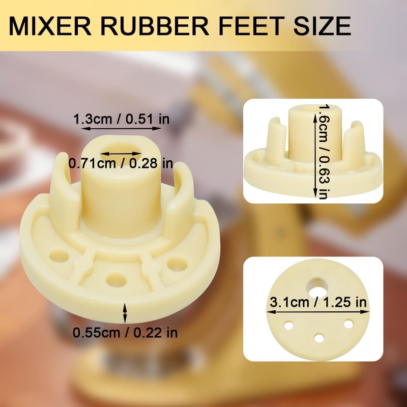 MARRTEUM مارتوم 5 قطع 9709707 قاعدة مطاطية للخلاط، قطع غيار لأسفل الخلاط متوافقة مع خلاط كيتشين إيد استند استبدال لـ AP4326634 PS1488432 (أصفر) - Image 2
