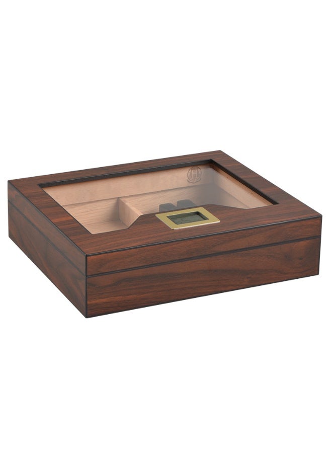 Premium Cedar Wood Storage Box with Glass Lid, Digital Hygrometer & Humidifier – Elegant Home or Office Display Case - Image 1