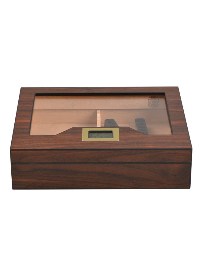 Premium Cedar Wood Storage Box with Glass Lid, Digital Hygrometer & Humidifier – Elegant Home or Office Display Case - Image 5