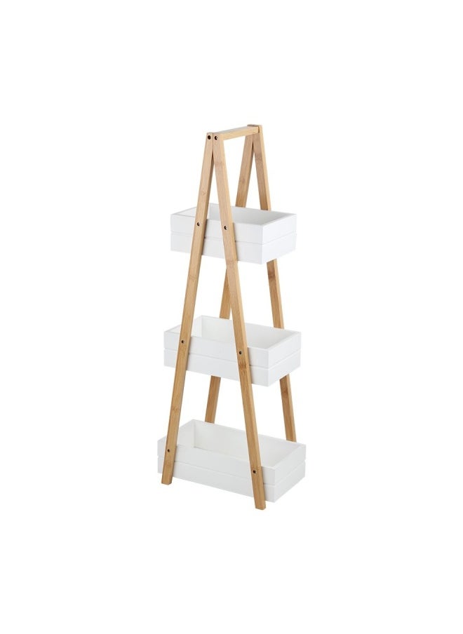 DANUBE HOME Magnus Bamboo 3-Tier Storage Rack Multipurpose Shelf Stand Modern Storage Rack Storage Rack Bathroom Shelf Flowers Plants Stand for Home Office Nature/White - 30x18.5x81.5 cm  - Image 2
