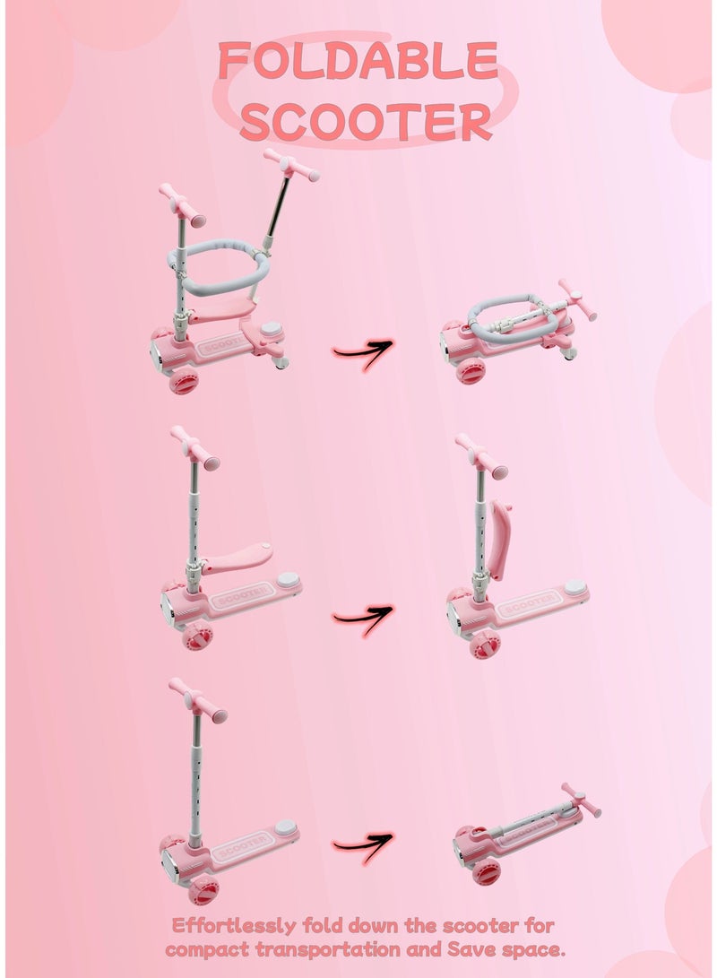 EASY FUTURE 4-in-1 Toddler Scooter Foldable Scooter Adjustable Height and Removable Seat Kids Kick Scooter 360° Baby Fence & Adjustable Parent Push Bar Kids Three Wheel Scooter for Boys and Girls 1-12 Year Old Including Full Protective Gear Set - Image 4