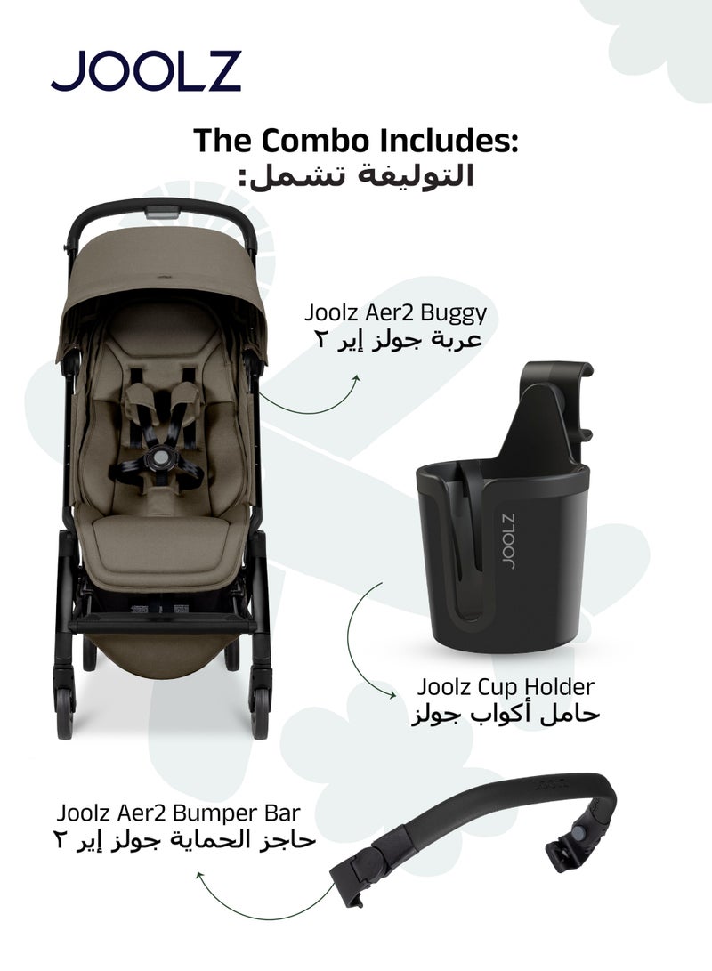 JOOLZ Lightweight Aer2 Baby Stroller with Bumper Bar & Cup Holder | Easy Fold One-Hand | Newborn to Toddler Travel Buggy | Comfortable Reclining Seat | 83Ã—45Ã—105 CM - Image 3