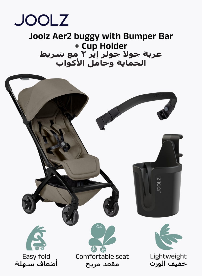 JOOLZ Lightweight Aer2 Baby Stroller with Bumper Bar & Cup Holder | Easy Fold One-Hand | Newborn to Toddler Travel Buggy | Comfortable Reclining Seat | 83Ã—45Ã—105 CM - Image 1