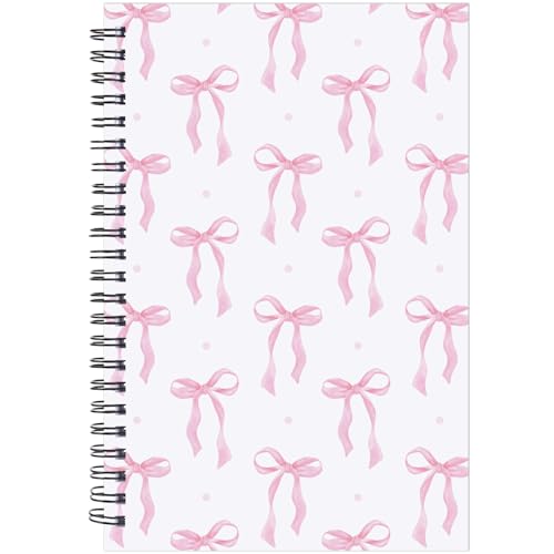 INCOK Coquettte Pink Bow Notebook - Preppy Stuff Preppy School Supplies Cute Spiral Notebook 5.5 x 8.3 Inches Aesthetic Journal School Office Stationary for Girly Women - Image 1