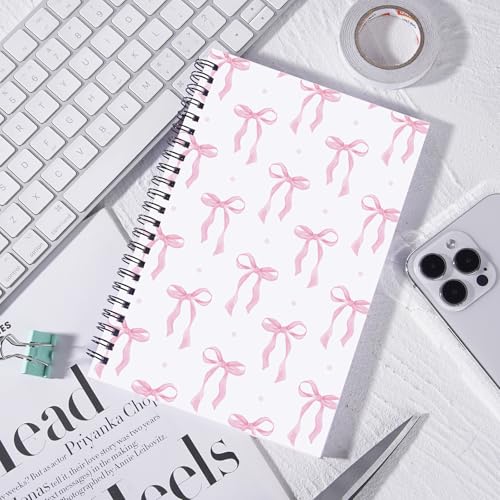 INCOK Coquettte Pink Bow Notebook - Preppy Stuff Preppy School Supplies Cute Spiral Notebook 5.5 x 8.3 Inches Aesthetic Journal School Office Stationary for Girly Women - Image 4