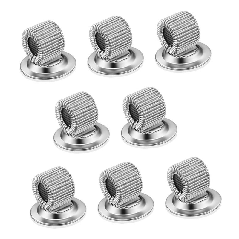 Rotatable Pen Loop Desk Organizer 8 Pcs Adhesive Pencil Holder Clip Silver - Image 2