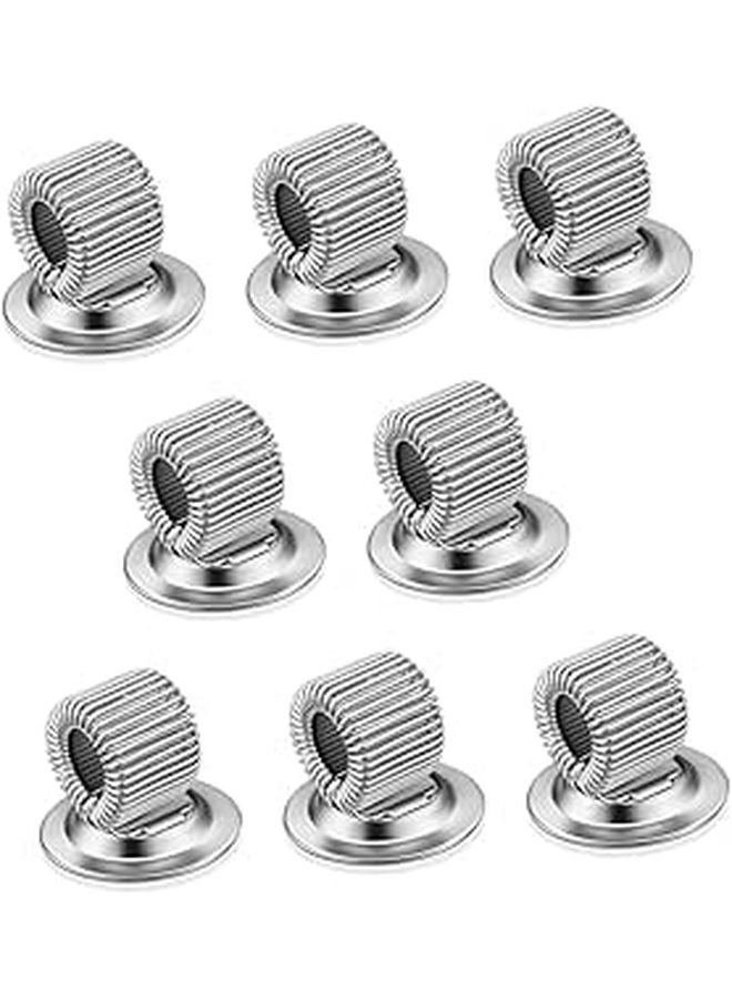 Rotatable Pen Loop Desk Organizer 8 Pcs Adhesive Pencil Holder Clip Silver - Image 1