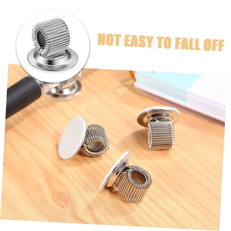 Rotatable Pen Loop Desk Organizer 8 Pcs Adhesive Pencil Holder Clip Silver - Image 4