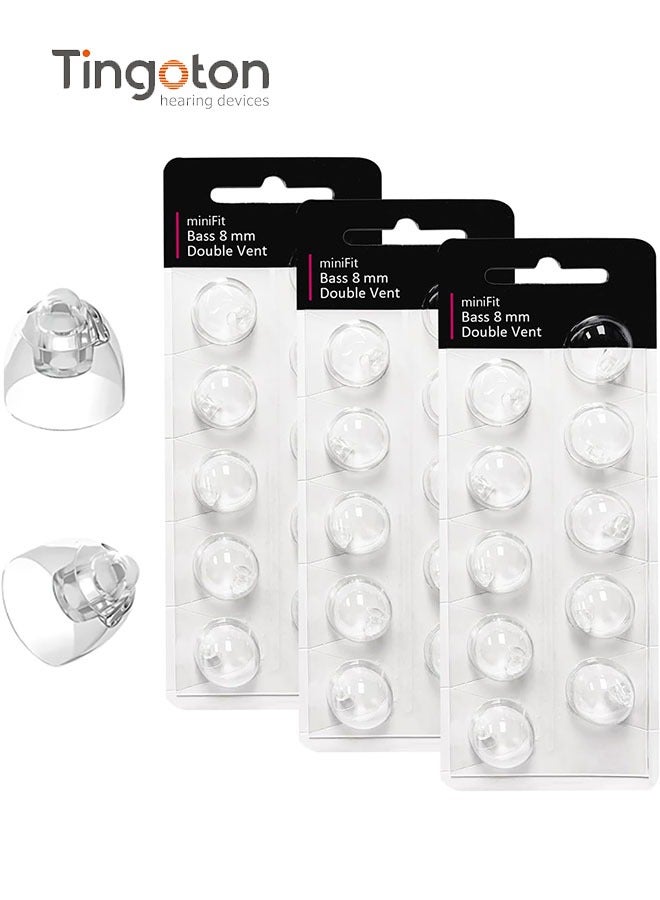 Tingoton Tingoton Hearing Aid Domes for Oticon MiniFit Double Vent Bass Domes: 3 Packs (8mm),Universal Domes for Oticon Hearing Aid Supplies  - Image 1