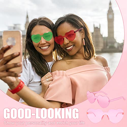 Loccmat 30 Pairs Heart Shaped Rimless Sunglasses,Candy Color Frameless Glasses,Transparent Heart Sunglasses for Women (10 Multicolor) - Image 5