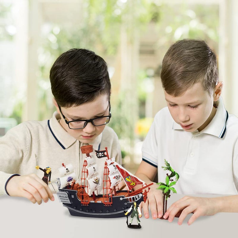 ArtCreativity 10 Inch Pirate Boat, Detailed Pirate Ship Toy Playset with 2 Pirate Action Figures & Tree, Fun Pirate Party Favor and Prize, Best Gift for Boys & Girls Ages 3+ - Image 5