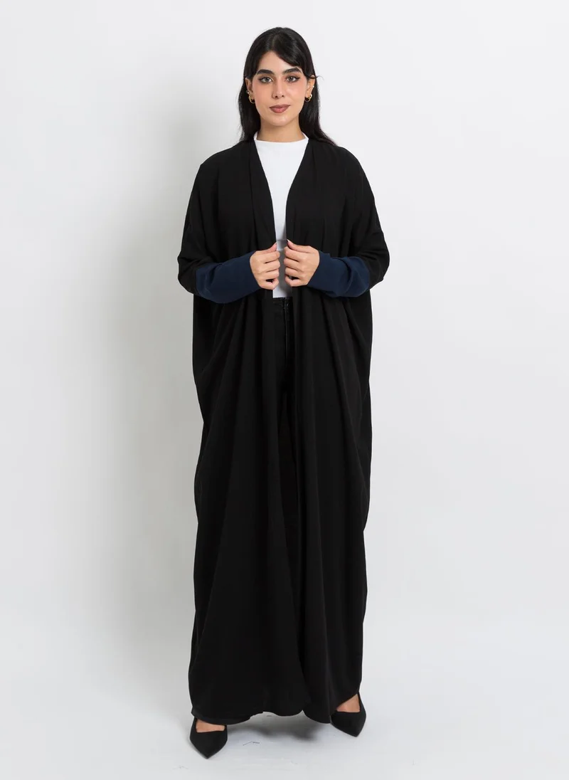 Kaafmeem Black on Navy Half Bisht Abaya