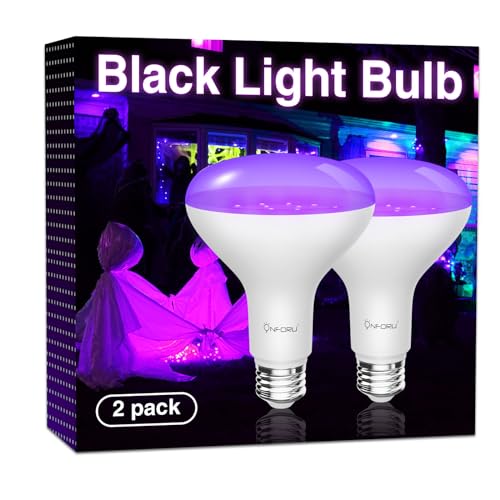 Onforu 2 Pack 120W Equiv LED Black Light Bulb, BR30 E26 Blacklight Bulbs for Glow in The Dark, 385-400nm, 15W Black Light Flood Light for Halloween Christmas Party, Body Paint, Fluorescent Poster - Image 1