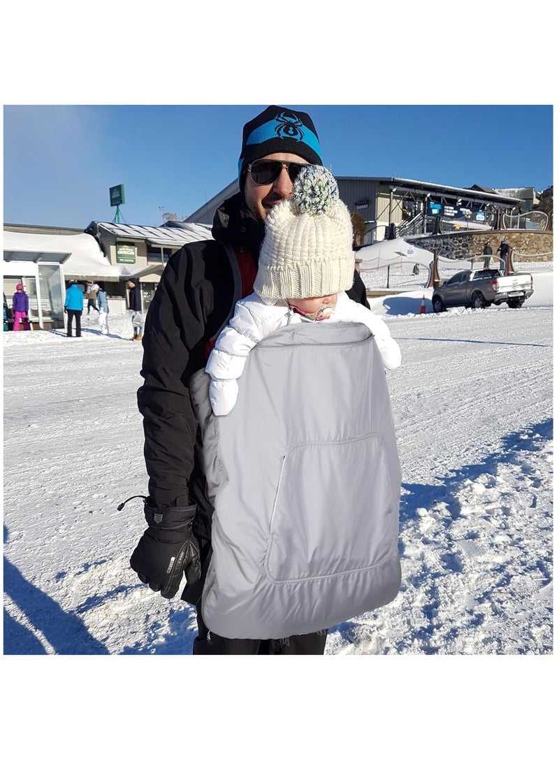 XiuWoo 3 in 1 Universal Weatherproof Baby Carrier Cover, Winter Carrier Cover, Wind Carrier Cover, Baby Stroller Cover, Baby Blanket with Zip, Warm Liner, Drawstring Hood for Windproof, Keeping Warm  - Image 4